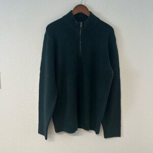 GAP Men's quarter zip sweater wool blend forest green size large NWT